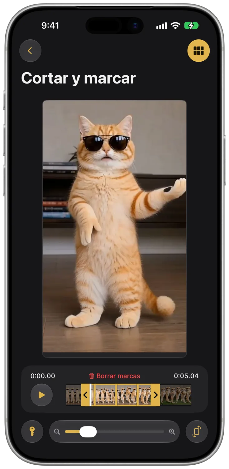 El editor de recorte y claves en iPhone.